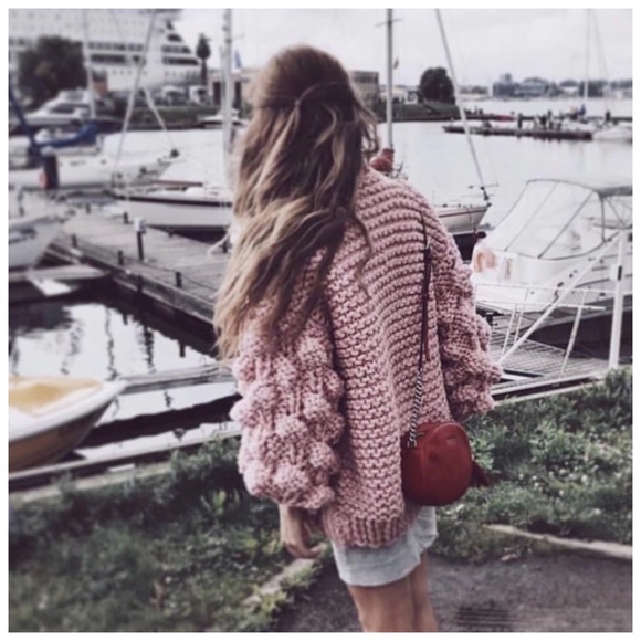 Hand Knit Chunky Cardigan Sweater - Picture 6 of 8